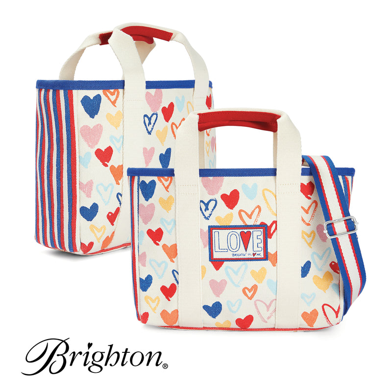 Brighton Runway Model Heart USA Canvas Designer Tote Bag Purse Red