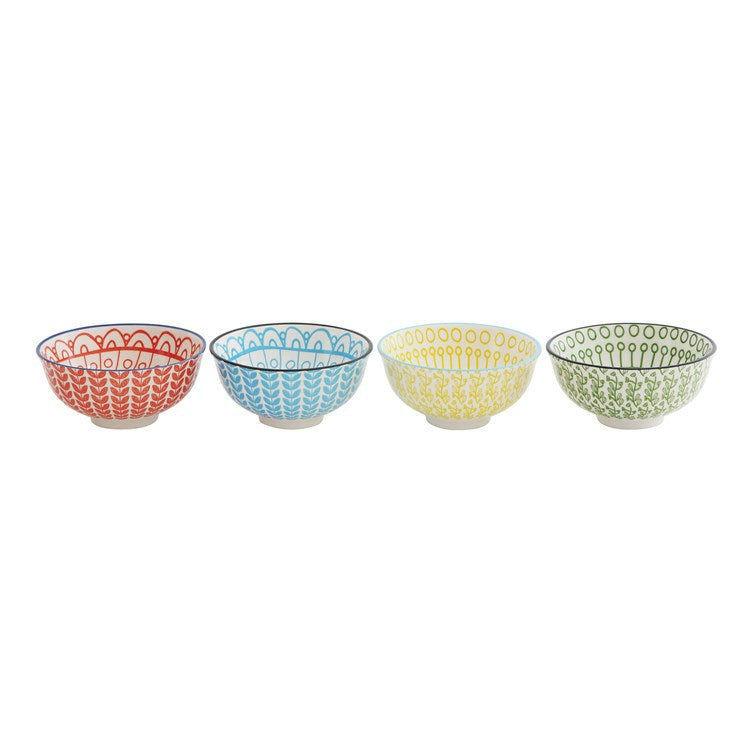 Creative Co-op Round Hand-Painted Stoneware Bowl, 4 Styles
