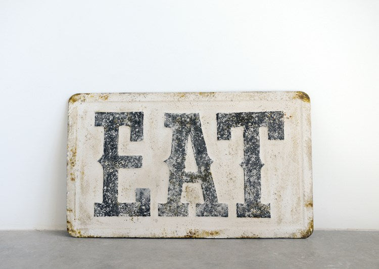 Creative Co-op Embossed Metal Wall Decor "Eat", Distressed Finish