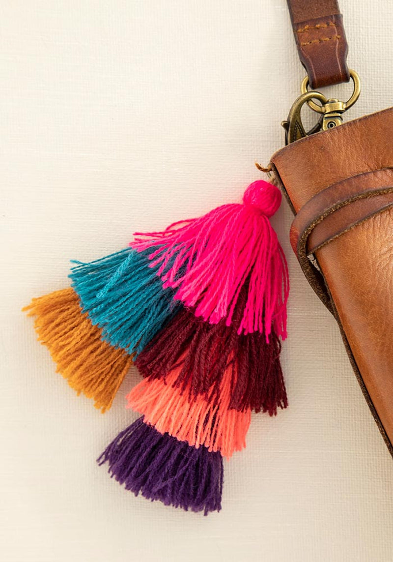 Natural Life Stacked Tassel Clip - Hot Pink