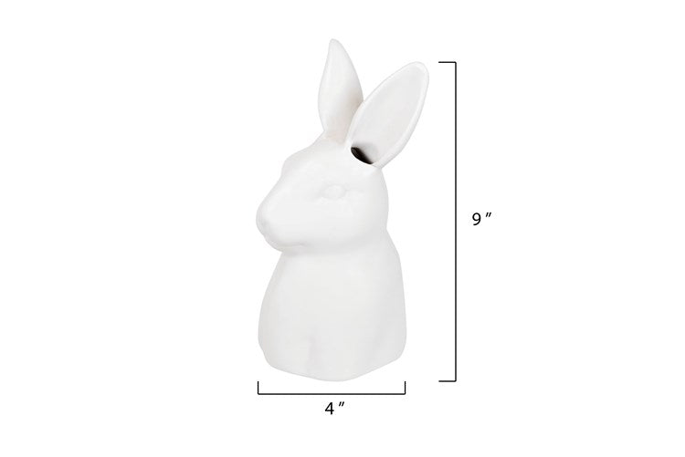 Creative Co-op 9"H Ceramic Rabbit Vase, Matte White Finish