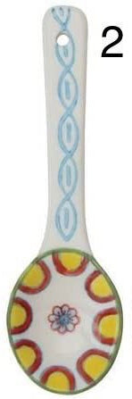 Creative Co-op Stoneware Spoon w/ Painted Pattern, Multi-Color, 12 Styles