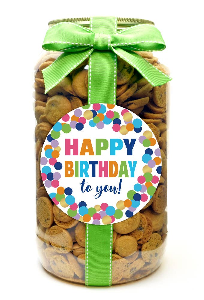 Oh, Sugar! - Cookie Gallon Jar - Multi Dot Happy Birthday: Chocolate Chip