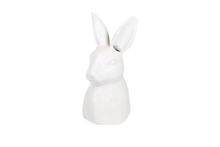 Creative Co-op 9"H Ceramic Rabbit Vase, Matte White Finish