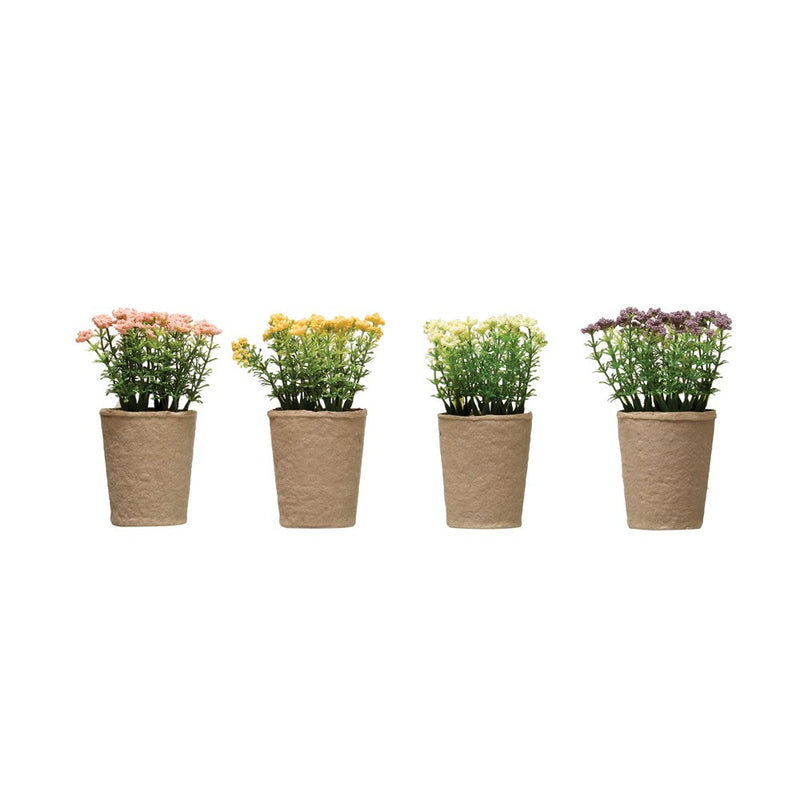 Creative Co-Op Faux Blooming Plant in Paper Pot, 4 Colors