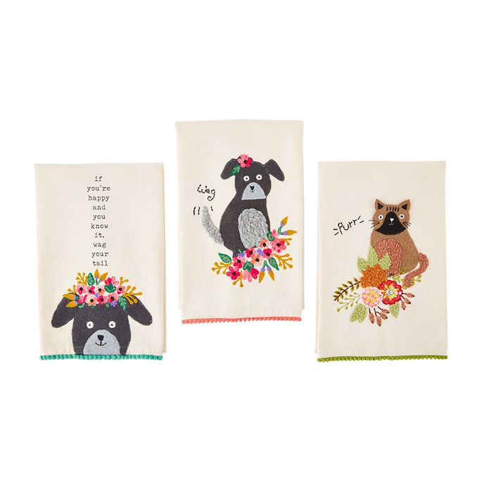 Mud Pie Pet Embroidered Towels
