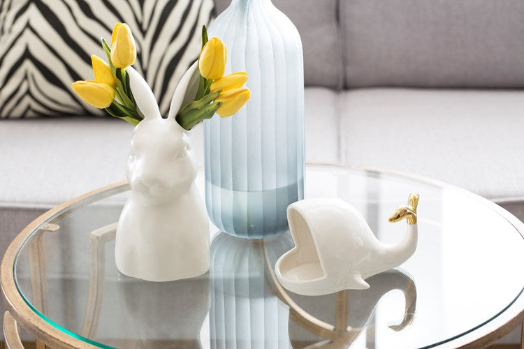 Creative Co-op 9"H Ceramic Rabbit Vase, Matte White Finish