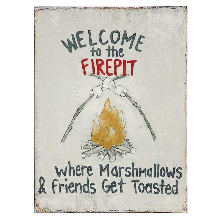 Creative Co-op Tin Wall Decor "Welcome To The Firepit..."