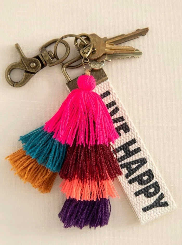 Natural Life Stacked Tassel Clip - Hot Pink