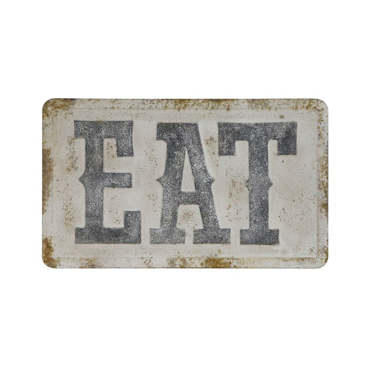 Creative Co-op Embossed Metal Wall Decor "Eat", Distressed Finish