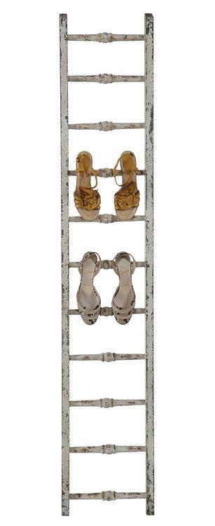 Creative Co-op  12-1/2"L x 69"H Decorative Wood Ladder, Distressed White