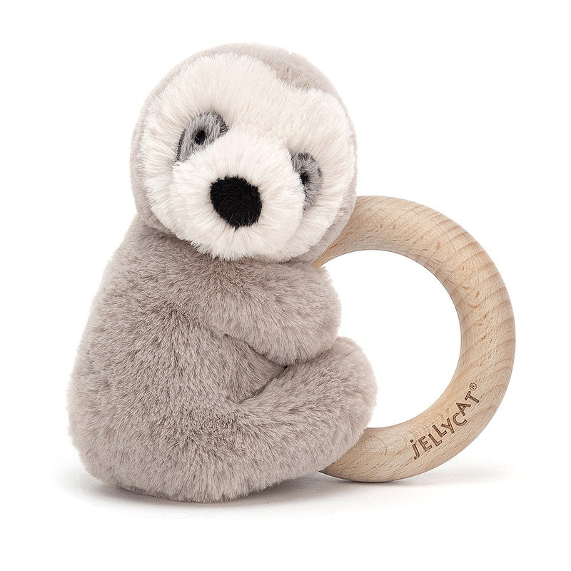 Jellycat Shooshu Sloth Wooden Ring Toy
