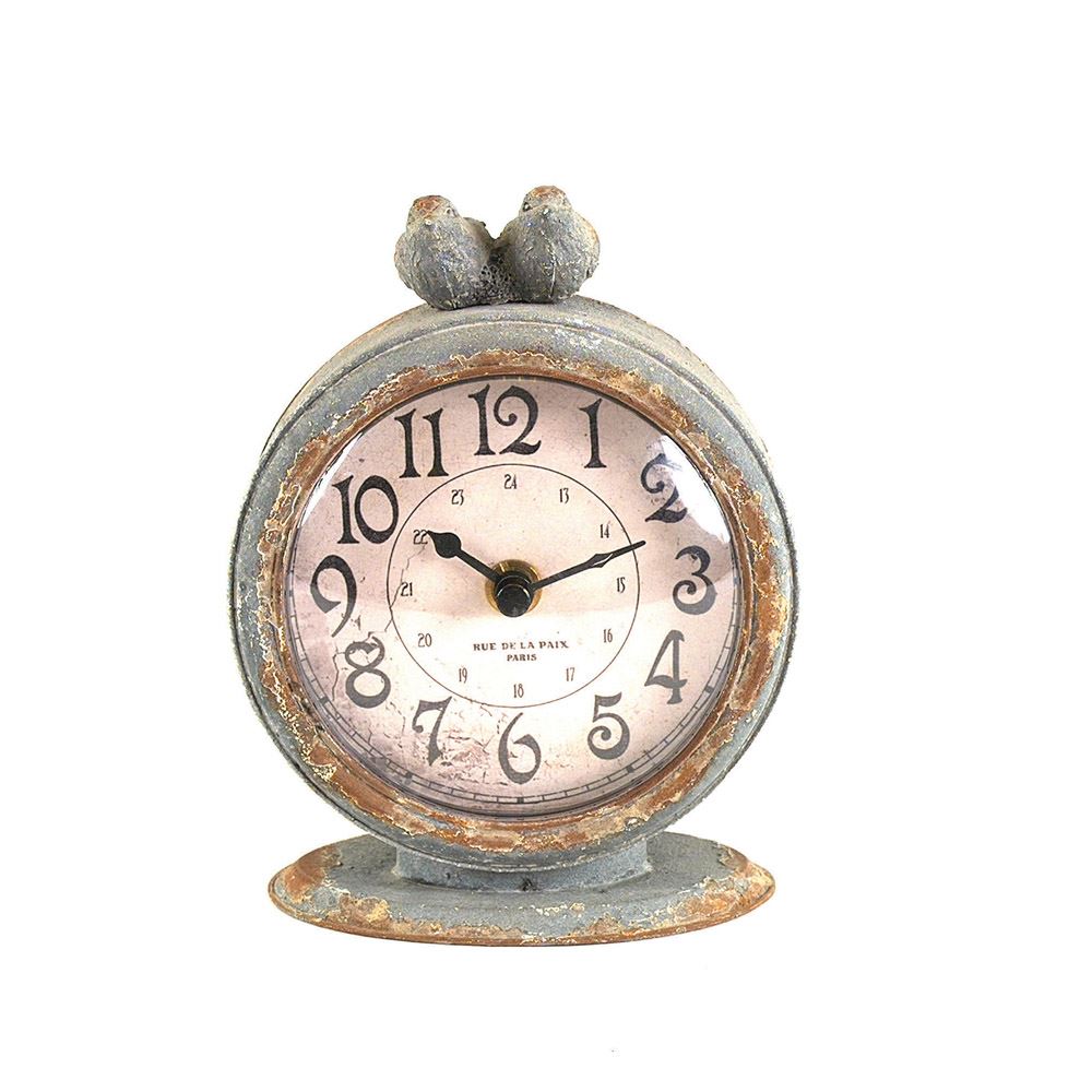 Creative Co-Op Pewter Mantle Grey Bird Clock