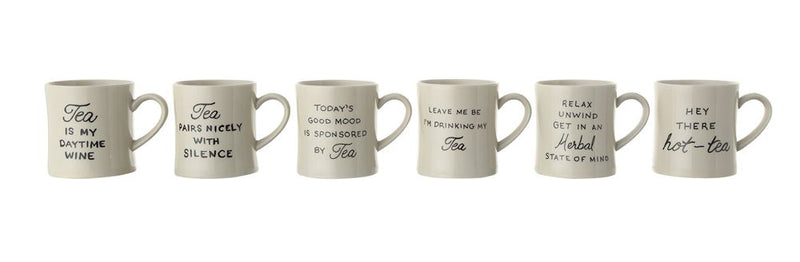 Creative Co-op Stoneware Mug w/ Tea Saying