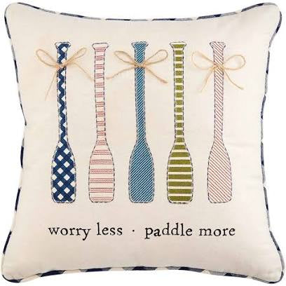 Mud Pie WORRY LESS PADDLE MORE - LAKE PILLOW