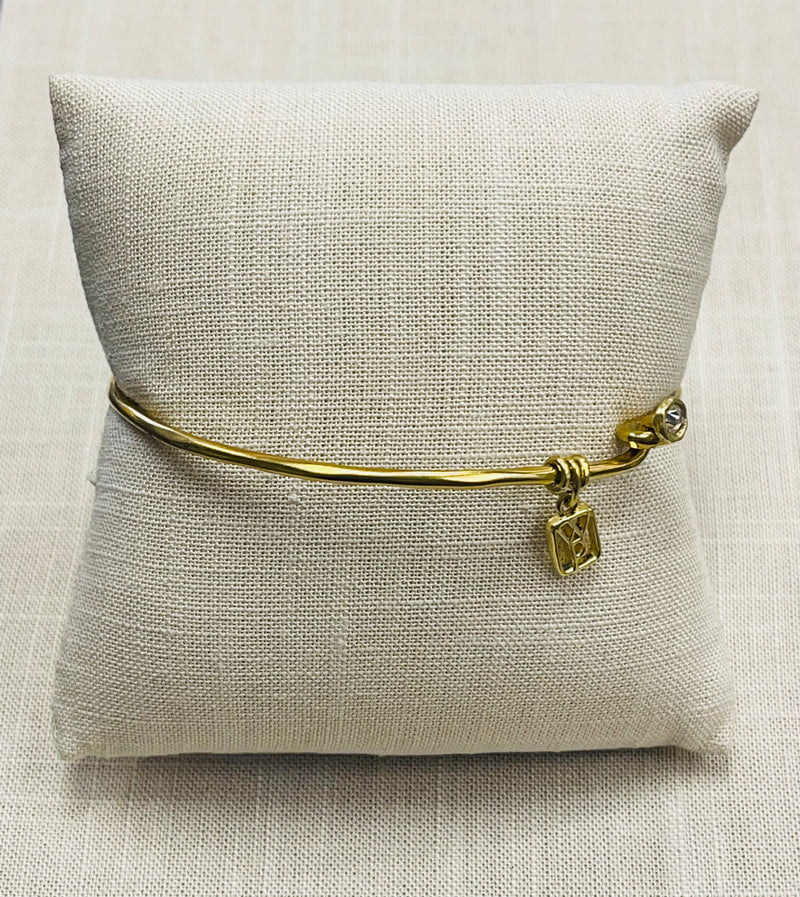 Waxing Poetic Brass Wire Bangle With Crystal
