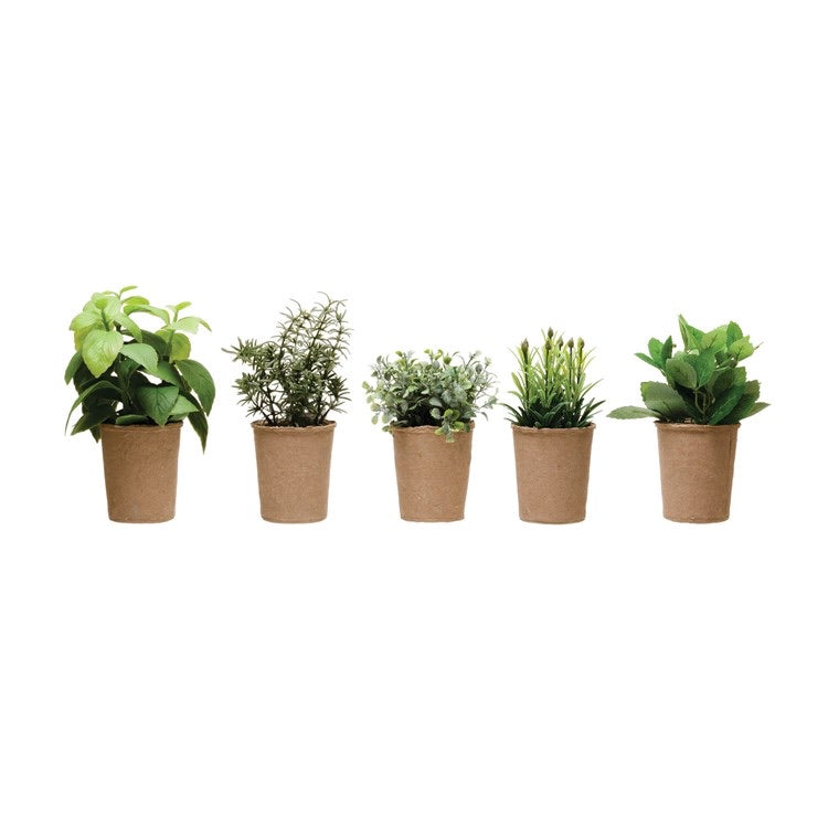 Creative Co-Op  7.5"H Faux Herb in Paper Pot, 5 different Styles