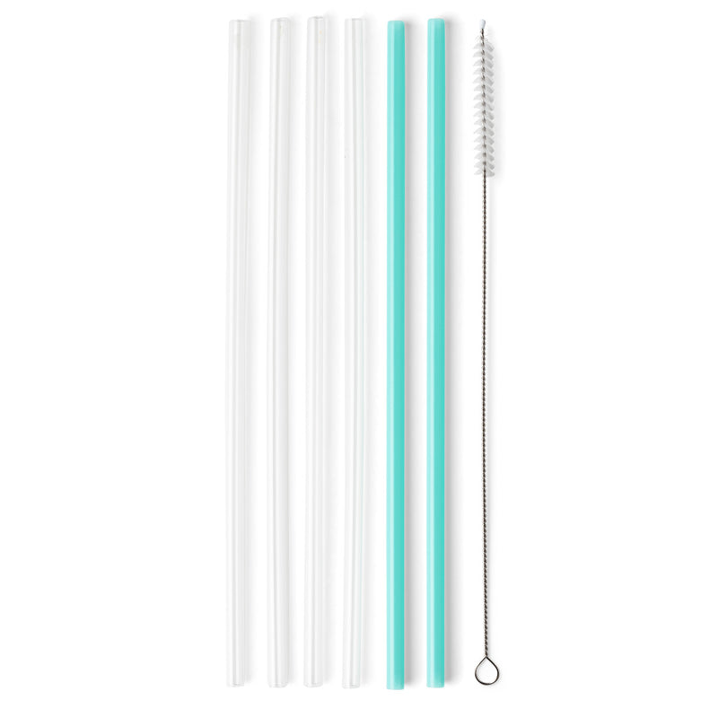 Swig Life Clear & Aqua Reusable Straw Set (Tall)