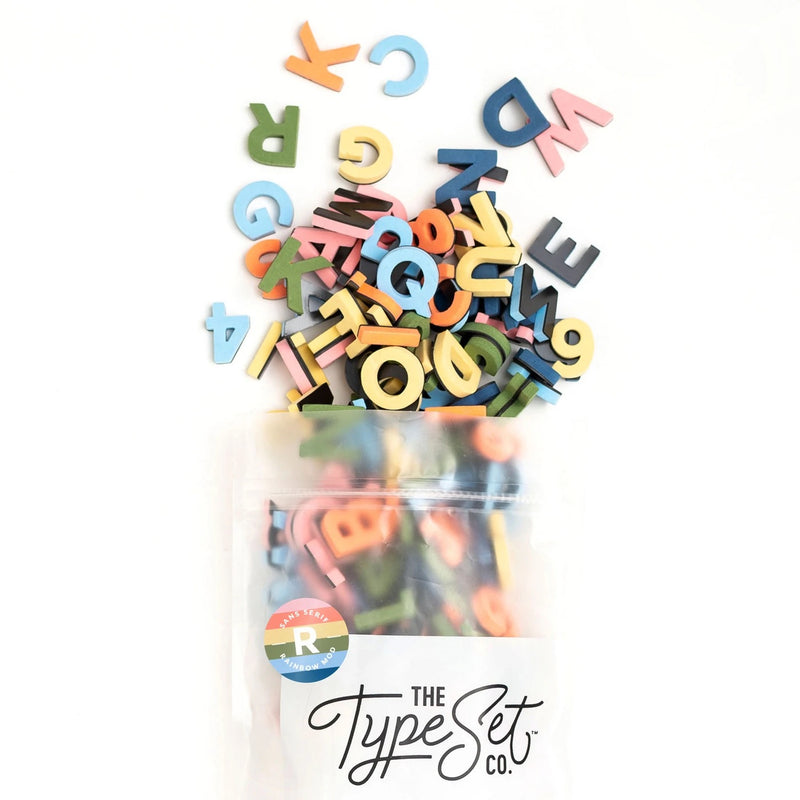 The Type Set Co - Soft Magnetic Letters 1" Sans Serif Rainbow (Assorted Colors)