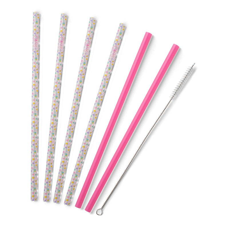 Swig Life Confetti & Pink Reusable Straw Set (Tall)