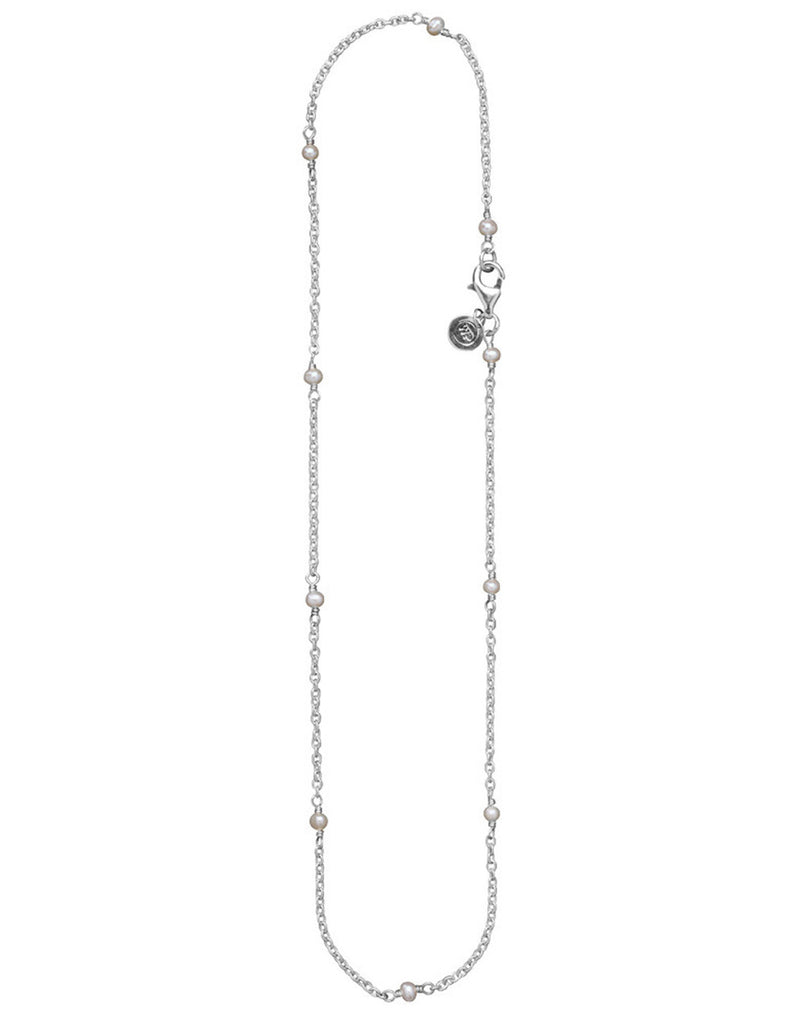 Waxing Poetic Thin Cable with Pearl Beads Chain - Sterling Silver