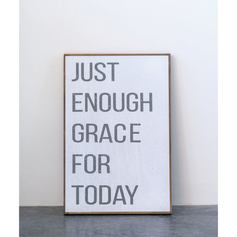 Creative Co-Op “Just Enough Grace...” Wood Framed Wall Decor