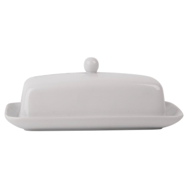 Home Essentials - 7” White Rectangle Covered Butter Dish