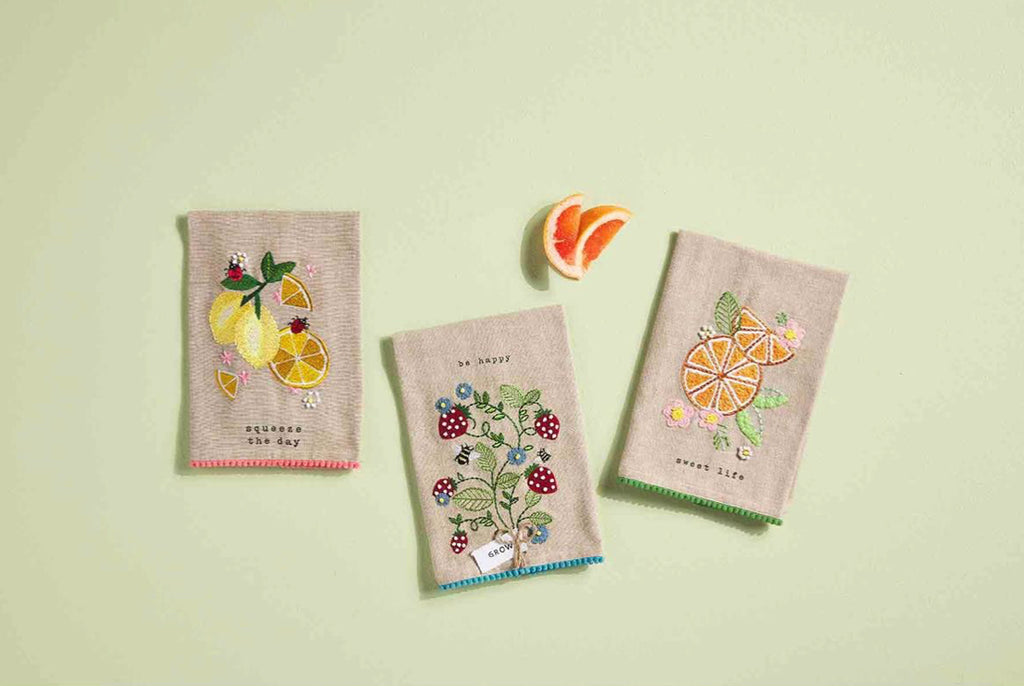 Mud Pie Fruit Embroidered Towels