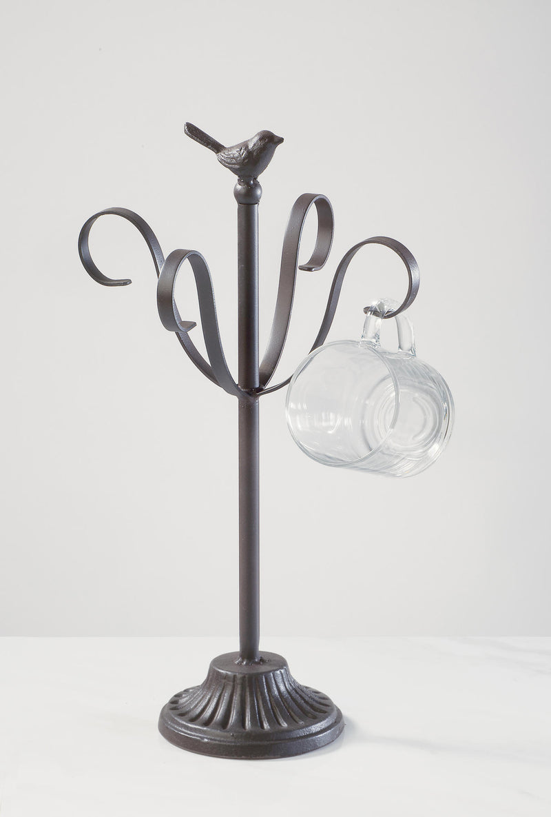 Tripar Metal 4 Arm Mug Stand with Bird Top