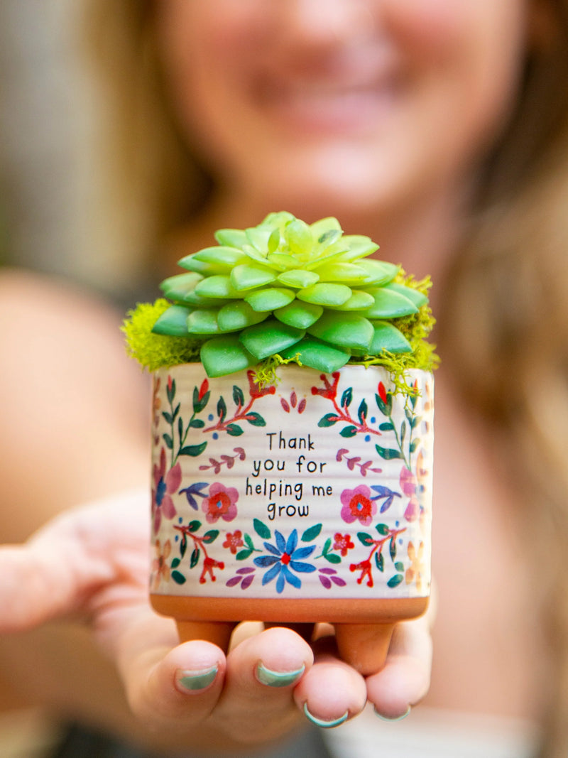 Natural Life Mini Artisan Planter - Thank You
