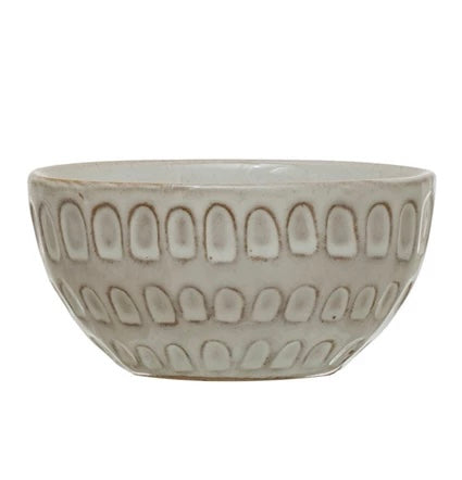 Creative Co-op Debossed Stoneware Bowl, 4 styles