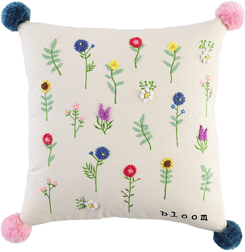 Mud Pie Square Floral Embroidery Pillows