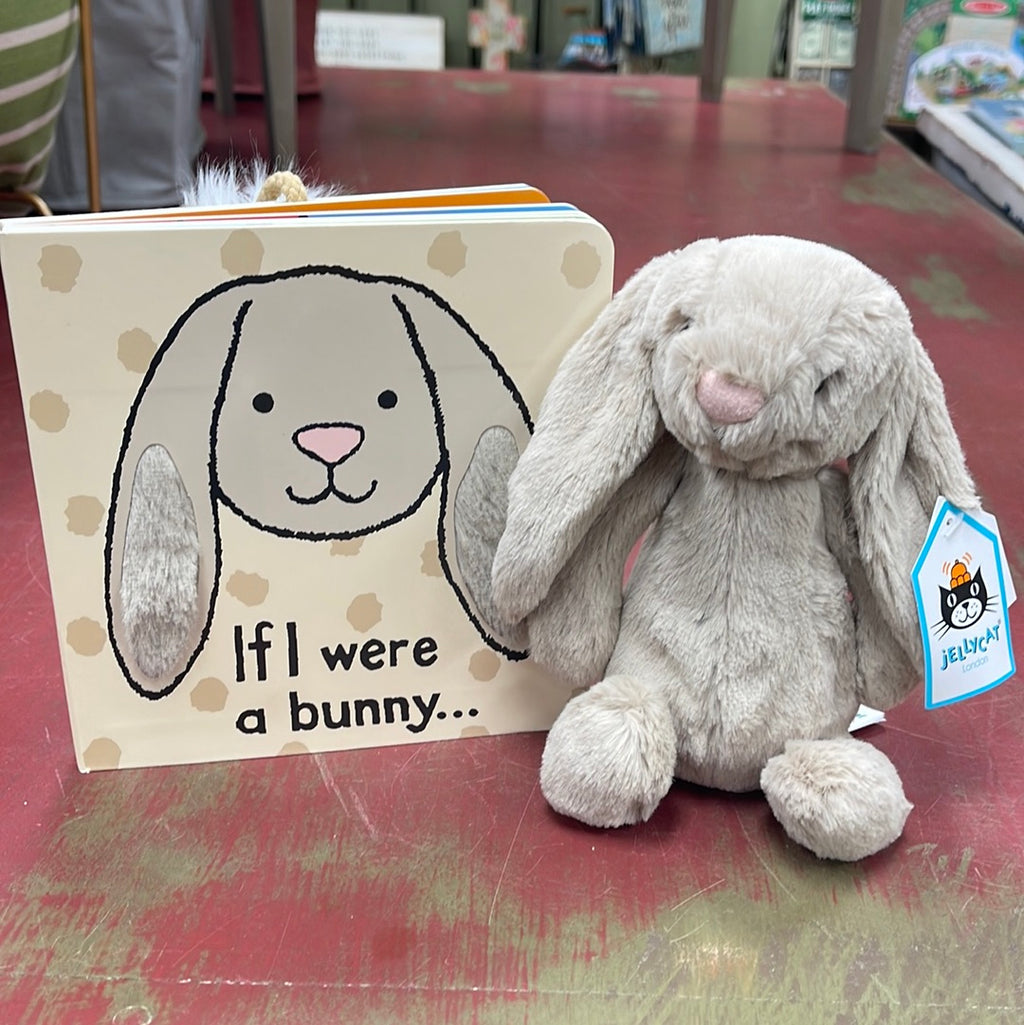 Jellycat If I were a Bunny Board Book and Small Bashful Beige Bunny Plush Set