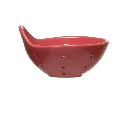 Creative Co-op Stoneware Berry Bowl with Handle, 4 Colors