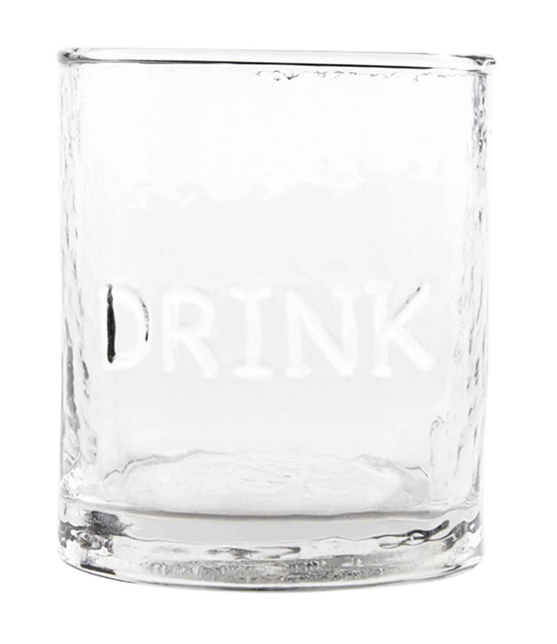 Mud Pie Old Fashioned Embossed Glass - “Drink”
