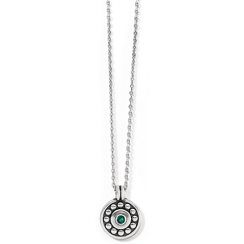 Brighton Pebble Dot Medali Petite Reversible Birthstone Necklace (May/Emerald)