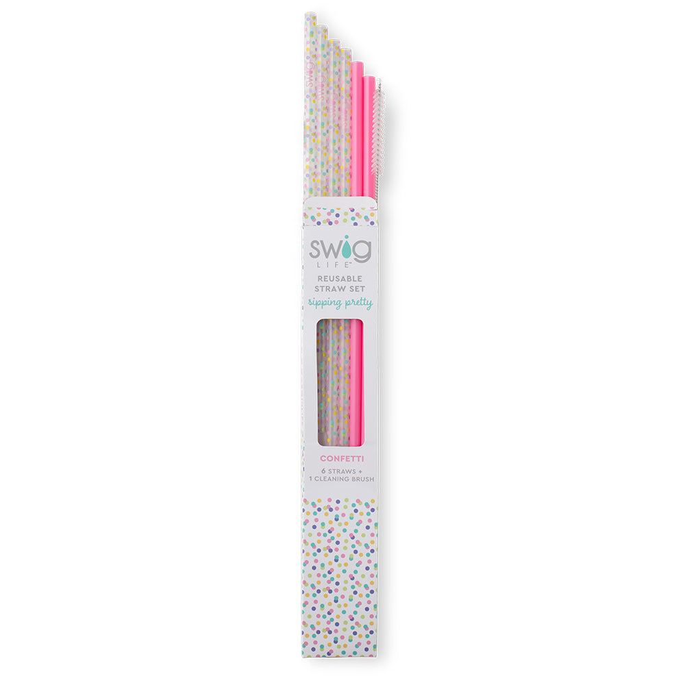 Swig Life Confetti & Pink Reusable Straw Set (Tall)