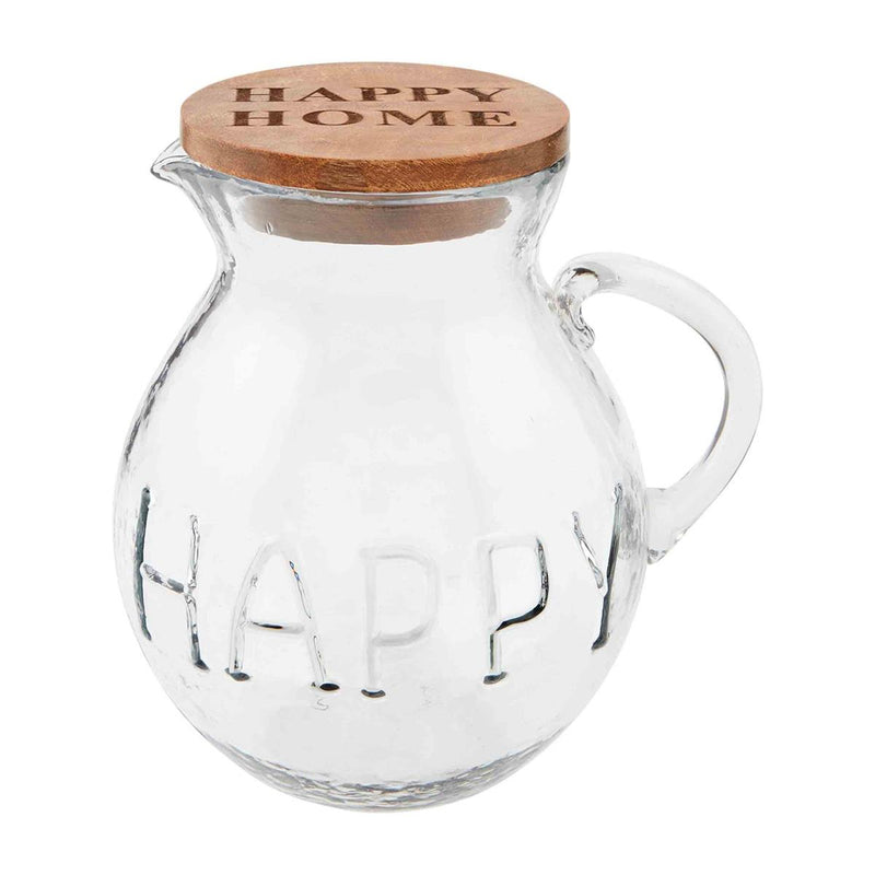 Mud Pie “Happy” Glass Drink Pitcher