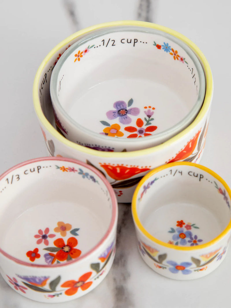 Natural Life Ceramic Nesting Measuring Cups - Multi Floral