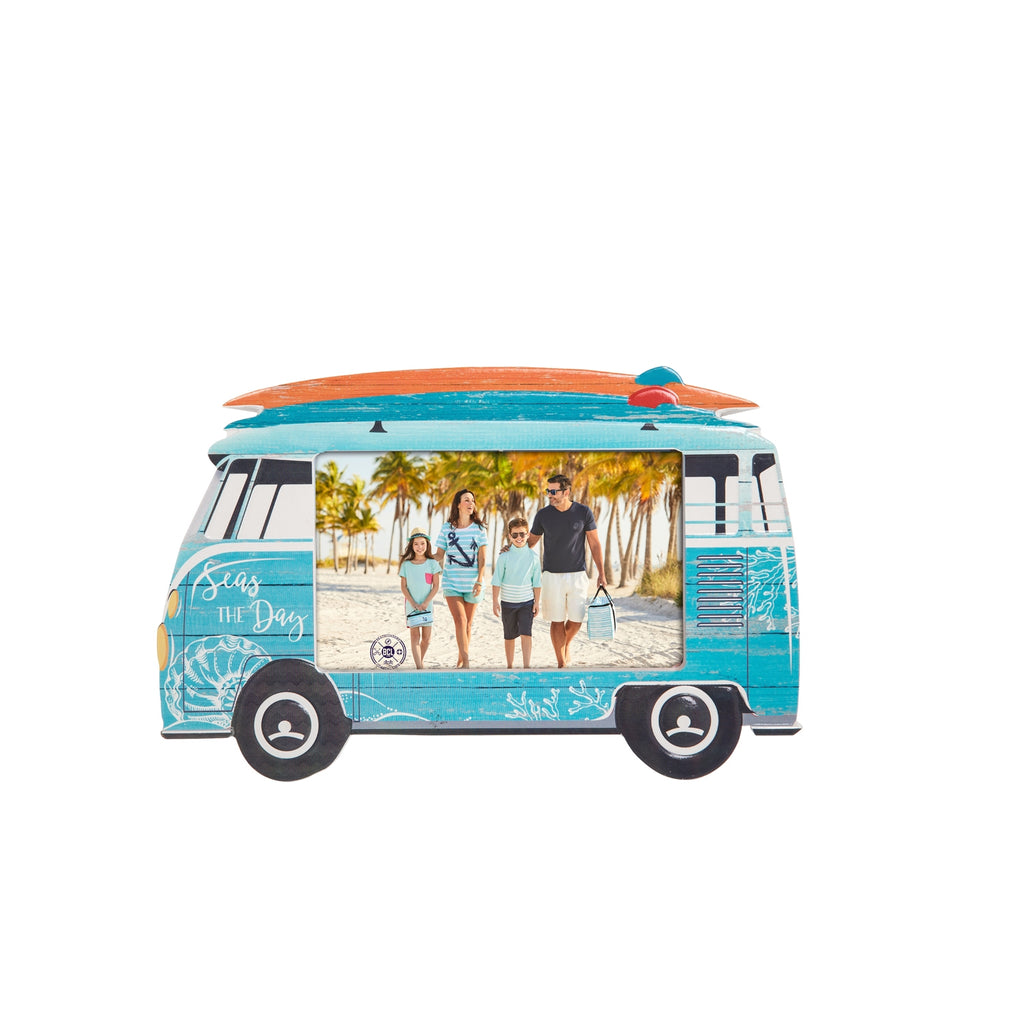 Beachcombers Coastal Life -  8” Resin 4X6 Blue Surf Bus Picture Frame