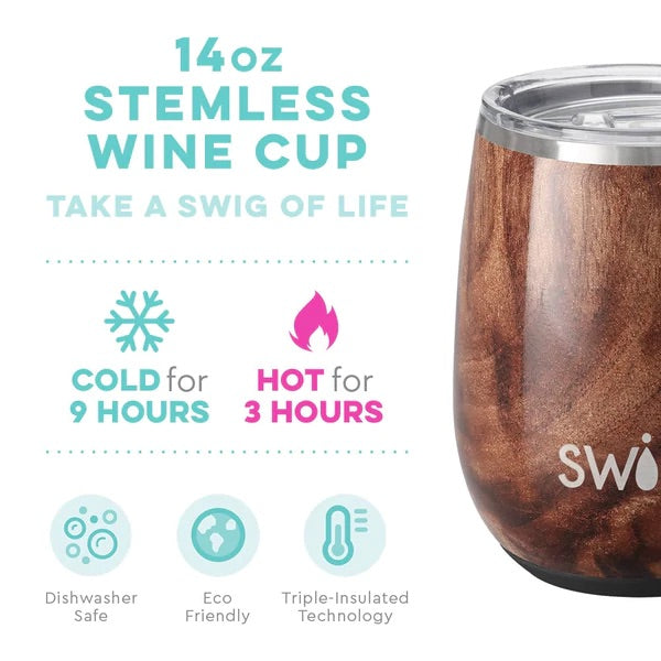 Swig Life Black Walnut Stemless Wine Cup (14oz)