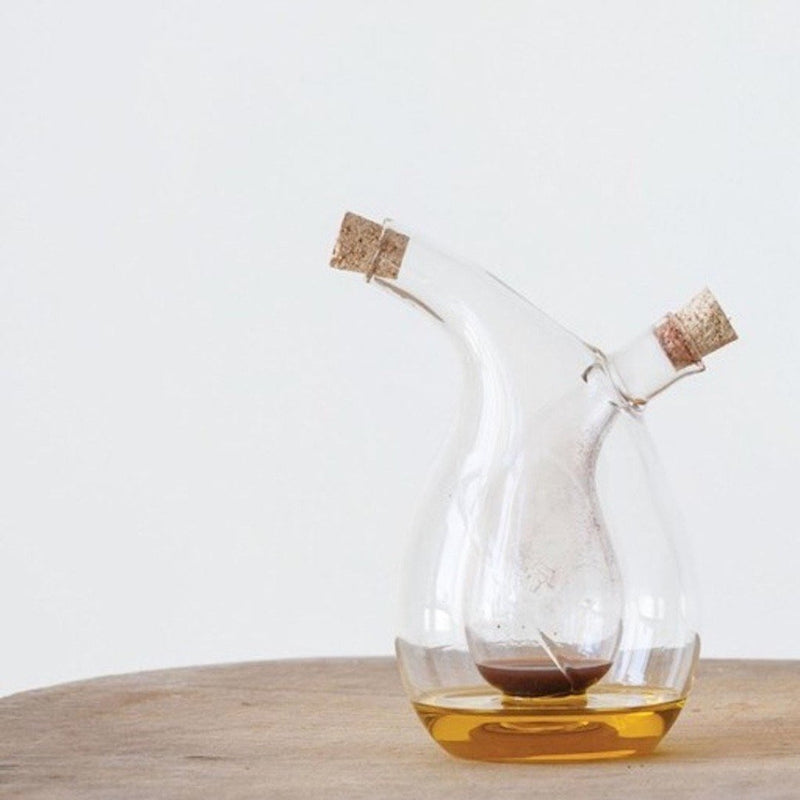 Creative Co-op MODERN GLASS OIL + VINEGAR CRUET BOTTLE