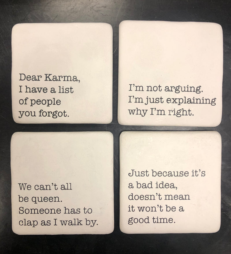 Mud Pie SENTIMENT STONE COASTER SETS