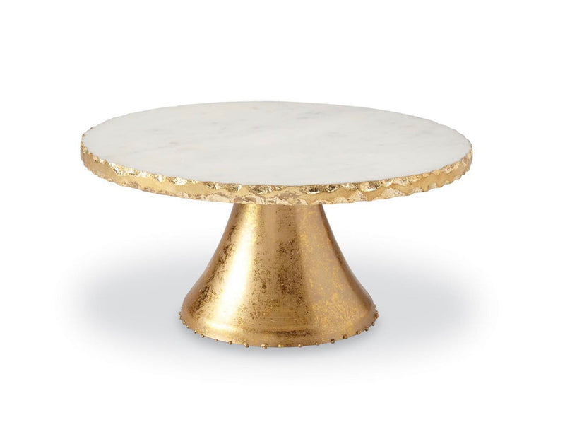 Mud Pie GOLD FOIL MARBLE & TIN PEDESTAL CAKE STAND