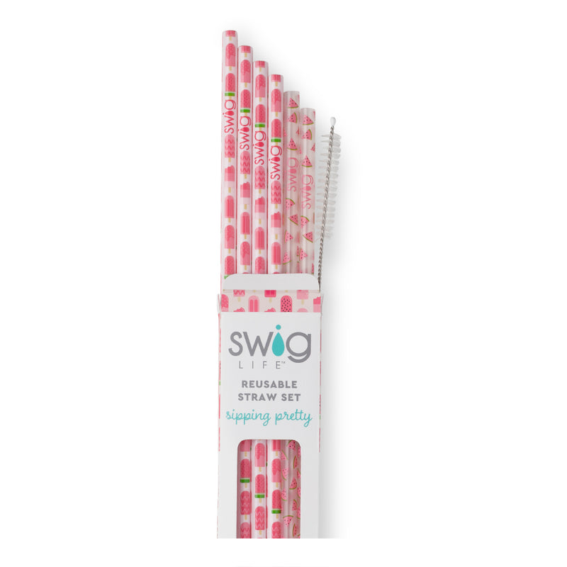 Swig Life Melon Pop + Watermelon Reusable Straw Set (Tall)