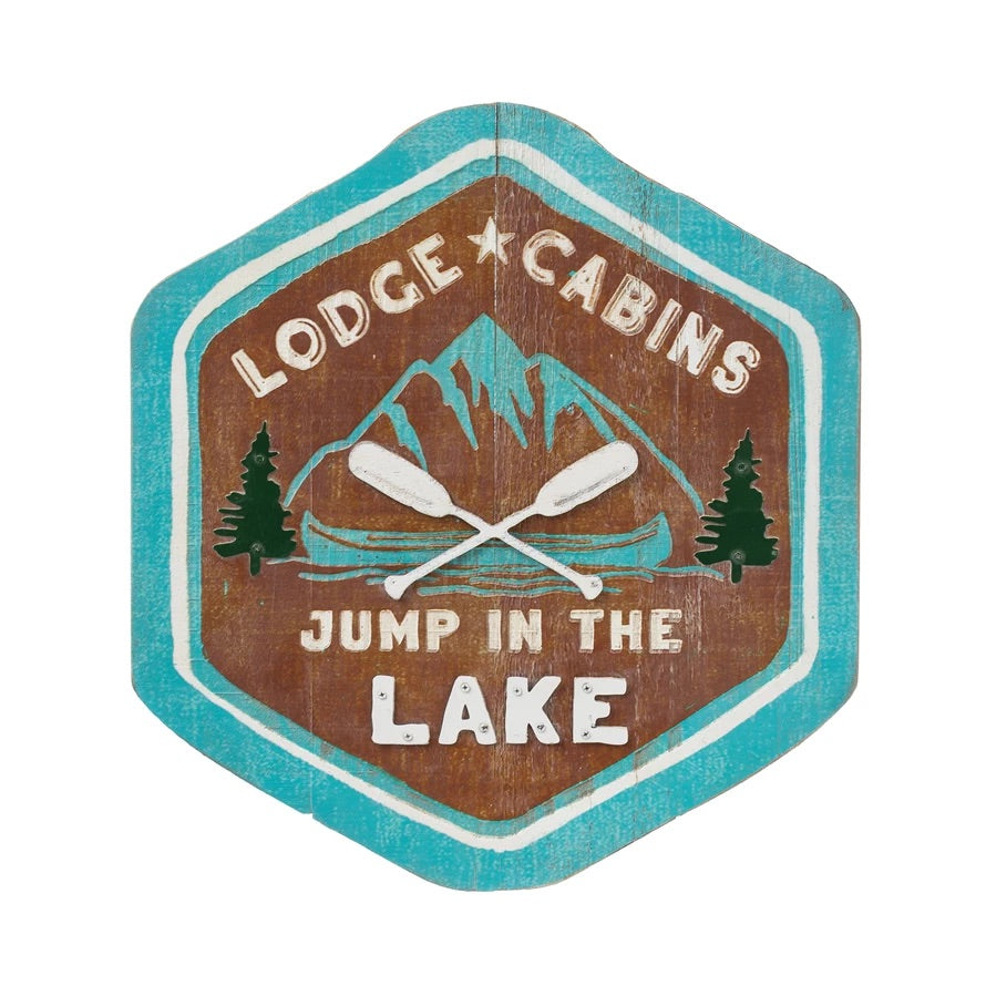 Creative Co-op “Jump In The Lake” Wall Decor with Metal