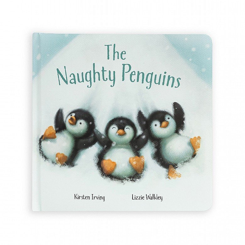 Jellycat The Naughty Penguins Board Book And Medium Bashful Penguin Plush Set