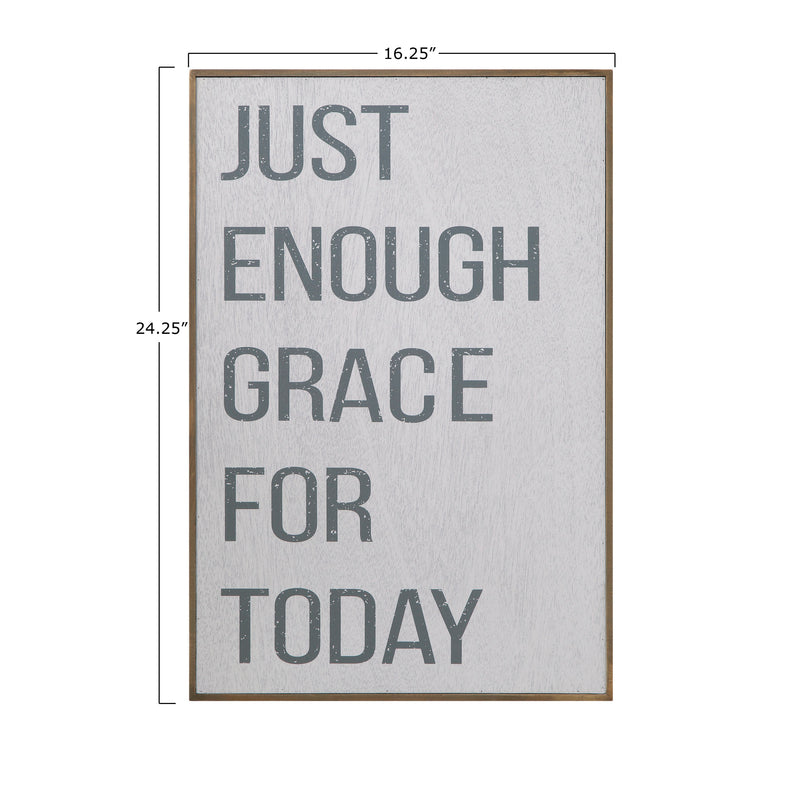 Creative Co-Op “Just Enough Grace...” Wood Framed Wall Decor