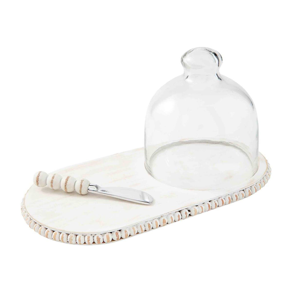 Mud Pie White Bead Tray & Cloche Set