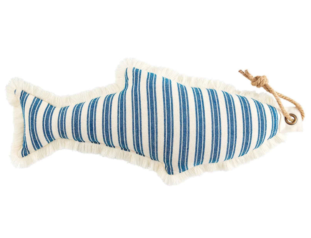 Mud Pie BLUE FISH SHAPED PILLOW - Lake Pillow